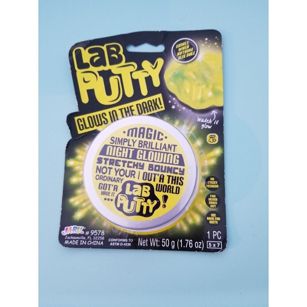 Ja-Ru Lab Putty GLOW IN THE DARK PUTTY w Storage Tin Age 4+ Stretchy NEW